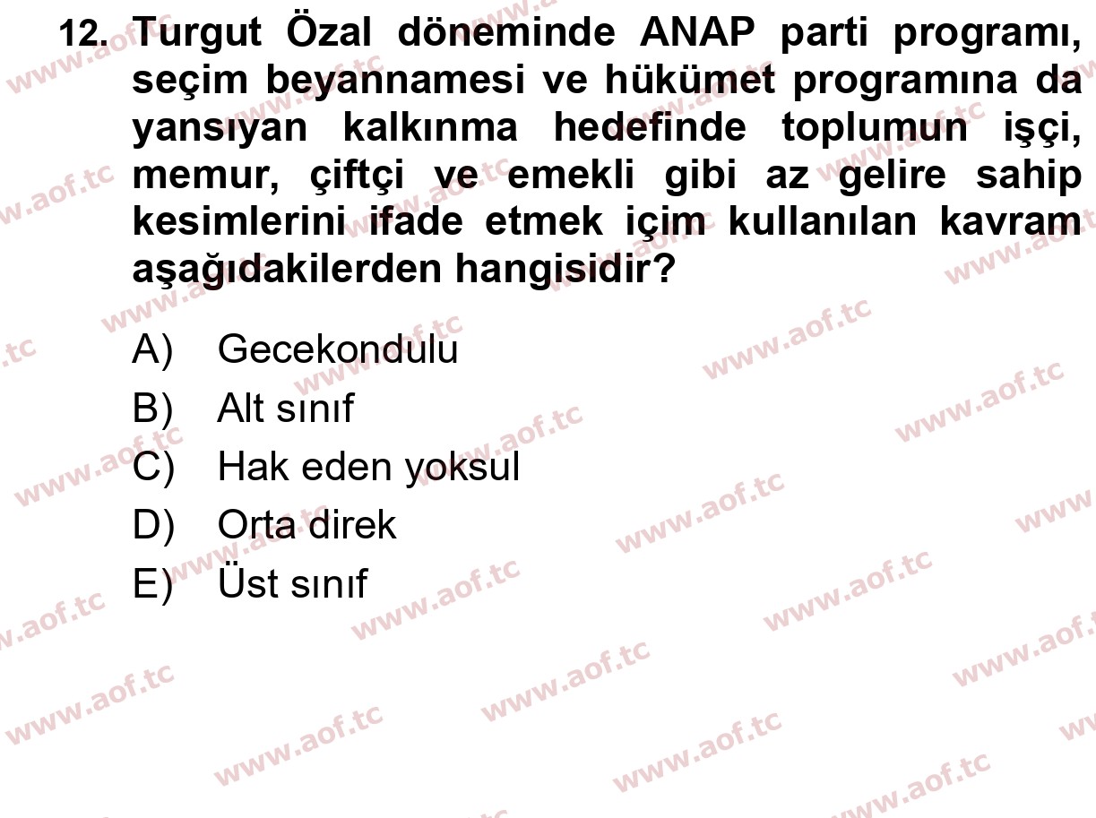 2025 Atatürk İlkeleri ve İnkılap Tarihi 2 Yaz Okulu 12. Çıkmış Sınav Sorusu