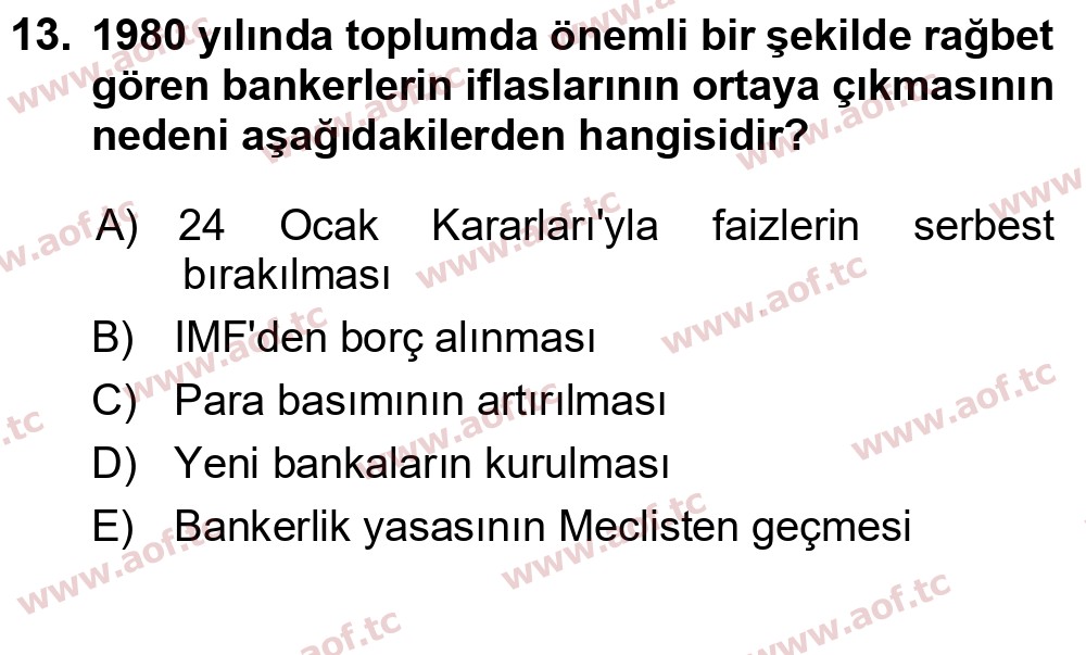 2025 Atatürk İlkeleri ve İnkılap Tarihi 2 Yaz Okulu 13. Çıkmış Sınav Sorusu