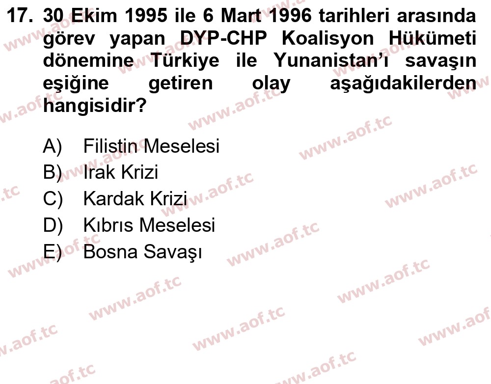 2025 Atatürk İlkeleri ve İnkılap Tarihi 2 Yaz Okulu 17. Çıkmış Sınav Sorusu