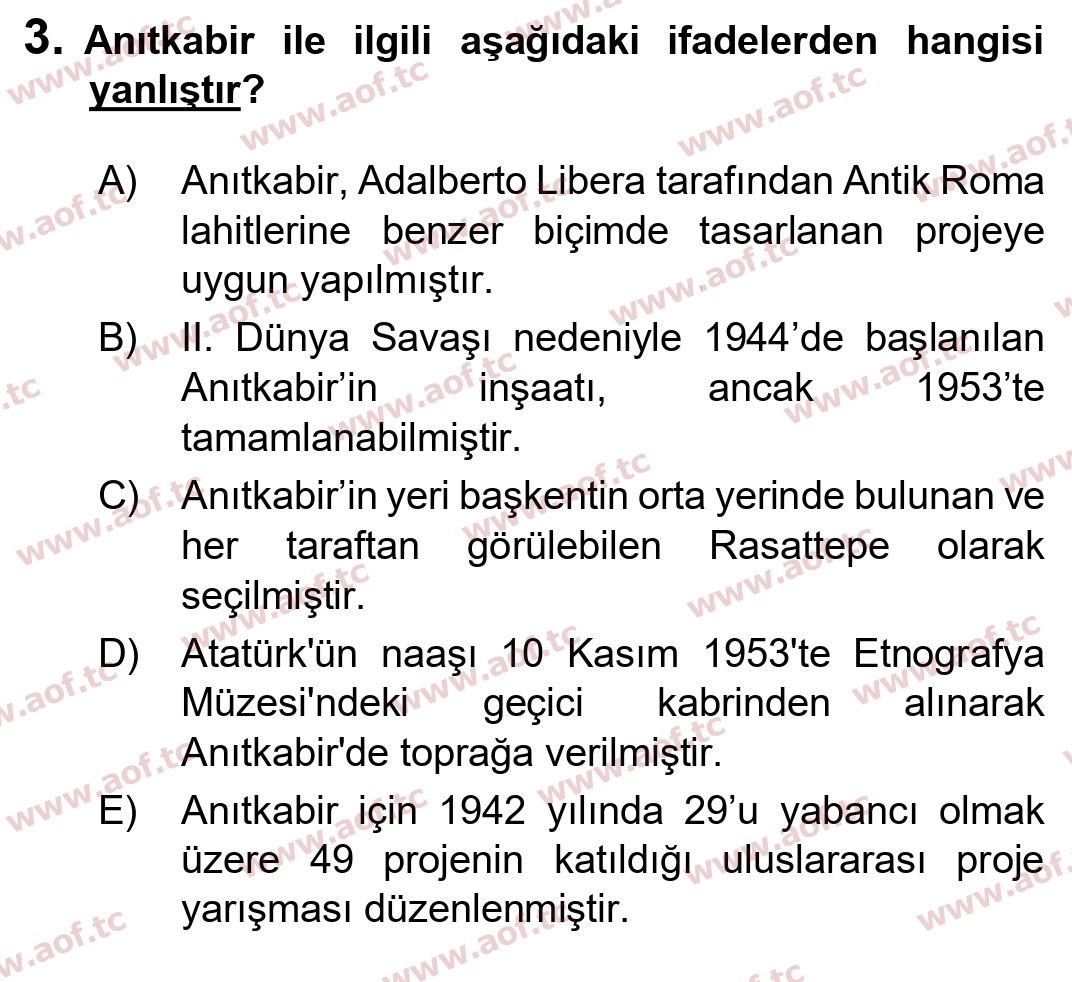 2025 Atatürk İlkeleri ve İnkılap Tarihi 2 Yaz Okulu 3. Çıkmış Sınav Sorusu