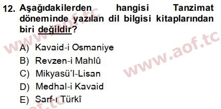 2015 Türk Dili 1 Arasınav 12. Çıkmış Sınav Sorusu