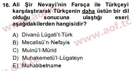 2015 Türk Dili 1 Arasınav 16. Çıkmış Sınav Sorusu