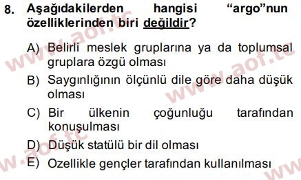 2015 Türk Dili 1 Arasınav 8. Çıkmış Sınav Sorusu