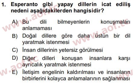 2016 Türk Dili 1 Arasınav 1. Çıkmış Sınav Sorusu