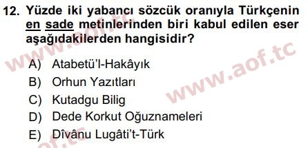 2016 Türk Dili 1 Final 12. Çıkmış Sınav Sorusu