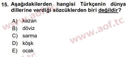 2016 Türk Dili 1 Final 15. Çıkmış Sınav Sorusu