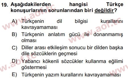 2016 Türk Dili 1 Final 19. Çıkmış Sınav Sorusu