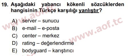 2017 Türk Dili 1 Final 19. Çıkmış Sınav Sorusu