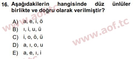 2018 Türk Dili 1 Arasınav 16. Çıkmış Sınav Sorusu