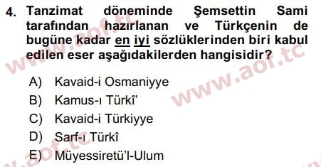 2019 Türk Dili 1 Arasınav 4. Çıkmış Sınav Sorusu
