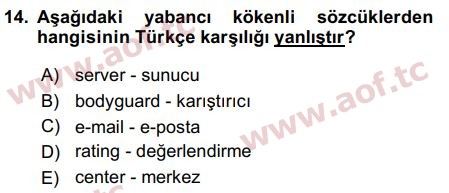2019 Türk Dili 1 Final 14. Çıkmış Sınav Sorusu