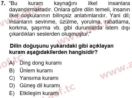 2020 Türk Dili 1 Yaz Okulu 7. Çıkmış Sınav Sorusu
