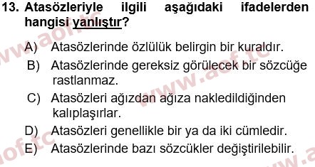 2021 Türk Dili 1 Yaz Okulu 13. Çıkmış Sınav Sorusu