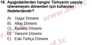 2025 Türk Dili 1 Arasınav 19. Çıkmış Sınav Sorusu