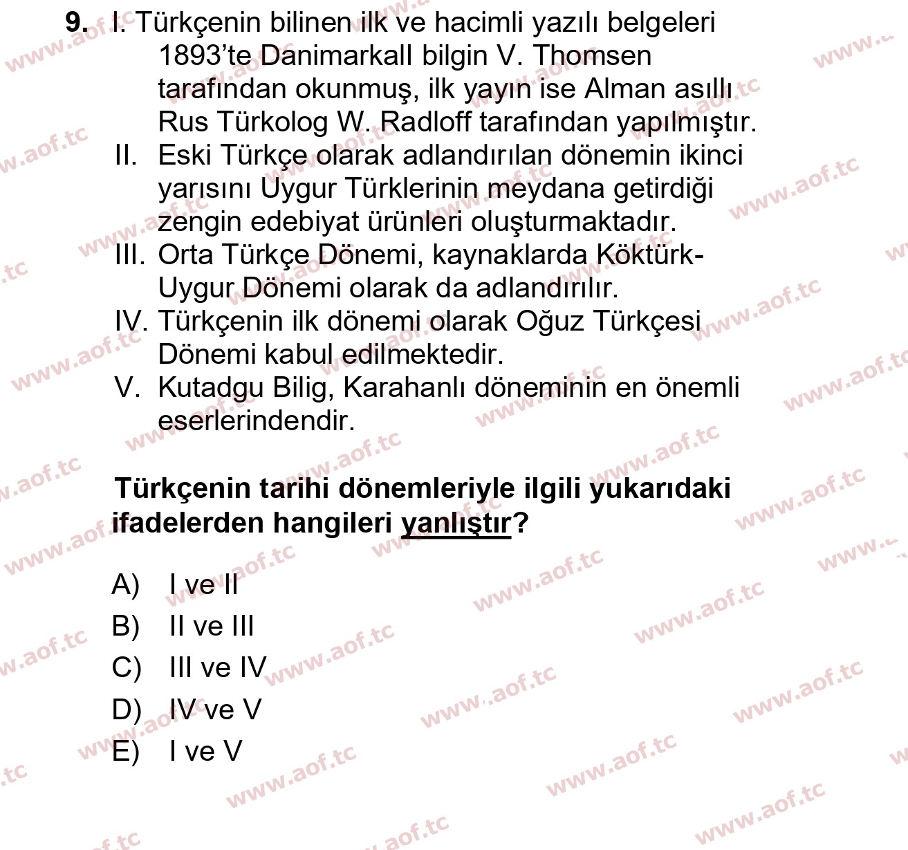 2025 Türk Dili 1 Final 9. Çıkmış Sınav Sorusu