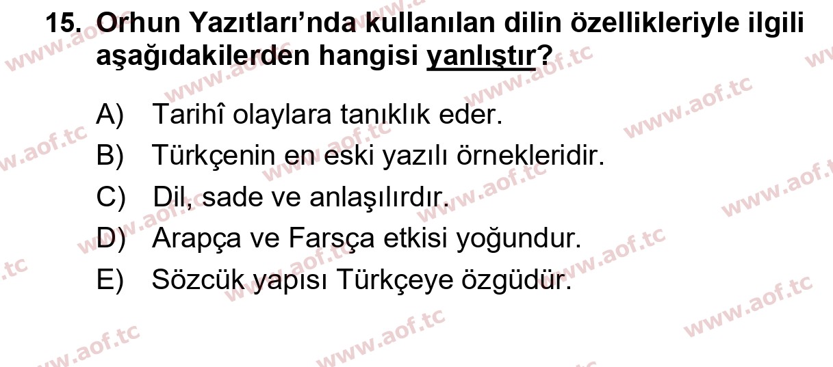 2026 Türk Dili 1 Arasınav 15. Çıkmış Sınav Sorusu