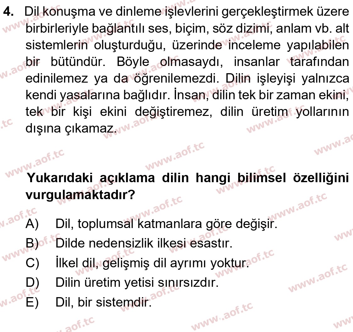 2026 Türk Dili 1 Arasınav 4. Çıkmış Sınav Sorusu