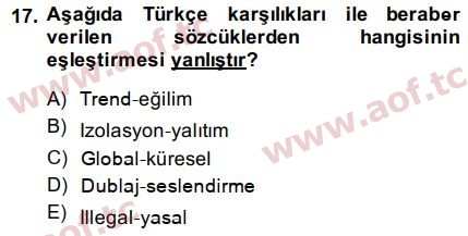 2015 Türk Dili 2 Final 17. Çıkmış Sınav Sorusu