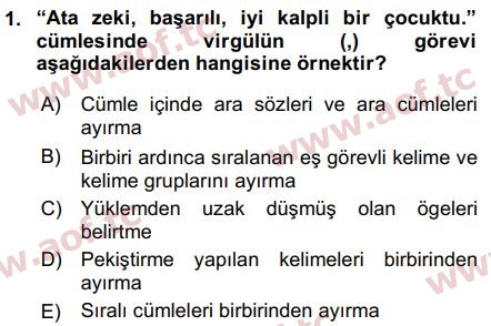 2015 Türk Dili 2 Arasınav 1. Çıkmış Sınav Sorusu