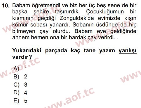 2015 Türk Dili 2 Arasınav 10. Çıkmış Sınav Sorusu