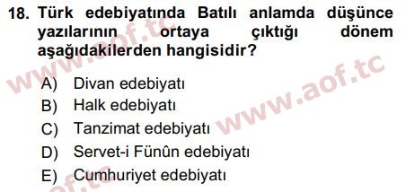 2015 Türk Dili 2 Arasınav 18. Çıkmış Sınav Sorusu