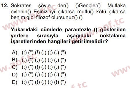 2017 Türk Dili 2 Arasınav 12. Çıkmış Sınav Sorusu