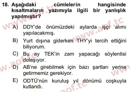 2017 Türk Dili 2 Arasınav 18. Çıkmış Sınav Sorusu
