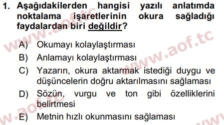 2019 Türk Dili 2 Arasınav 1. Çıkmış Sınav Sorusu