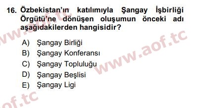 2017 Uluslararası Örgütler Arasınav 16. Çıkmış Sınav Sorusu