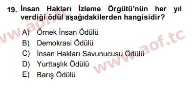 2017 Uluslararası Örgütler Arasınav 19. Çıkmış Sınav Sorusu