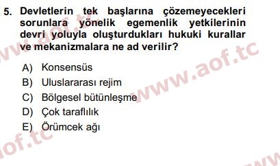 2018 Uluslararası Örgütler Arasınav 5. Çıkmış Sınav Sorusu