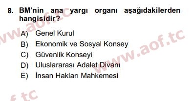 2018 Uluslararası Örgütler Arasınav 8. Çıkmış Sınav Sorusu