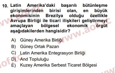 2018 Uluslararası Örgütler Final 10. Çıkmış Sınav Sorusu