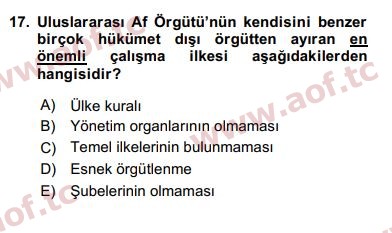 2018 Uluslararası Örgütler Final 17. Çıkmış Sınav Sorusu