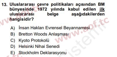 2018 Uluslararası Örgütler Yaz Okulu 13. Çıkmış Sınav Sorusu