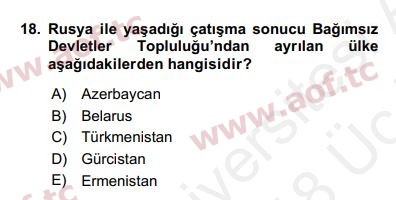 2018 Uluslararası Örgütler Yaz Okulu 18. Çıkmış Sınav Sorusu