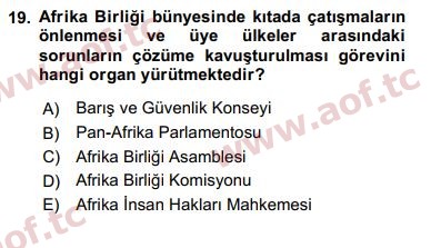 2018 Uluslararası Örgütler Yaz Okulu 19. Çıkmış Sınav Sorusu