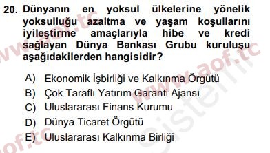 2018 Uluslararası Örgütler Yaz Okulu 20. Çıkmış Sınav Sorusu