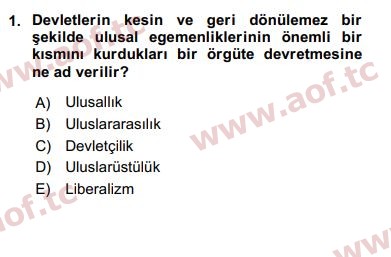 2019 Uluslararası Örgütler Arasınav 1. Çıkmış Sınav Sorusu