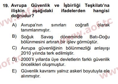 2019 Uluslararası Örgütler Arasınav 19. Çıkmış Sınav Sorusu