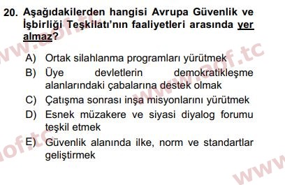 2019 Uluslararası Örgütler Arasınav 20. Çıkmış Sınav Sorusu