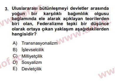 2019 Uluslararası Örgütler Arasınav 3. Çıkmış Sınav Sorusu