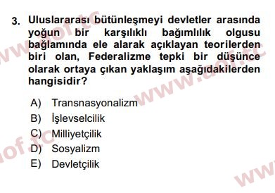 2019 Uluslararası Örgütler Arasınav 3. Çıkmış Sınav Sorusu