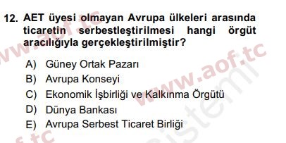 2019 Uluslararası Örgütler Final 12. Çıkmış Sınav Sorusu