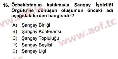 2019 Uluslararası Örgütler Final 16. Çıkmış Sınav Sorusu