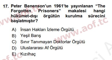 2019 Uluslararası Örgütler Final 17. Çıkmış Sınav Sorusu