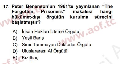 2019 Uluslararası Örgütler Final 17. Çıkmış Sınav Sorusu