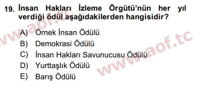 2019 Uluslararası Örgütler Final 19. Çıkmış Sınav Sorusu