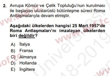 2019 Uluslararası Örgütler Final 2. Çıkmış Sınav Sorusu