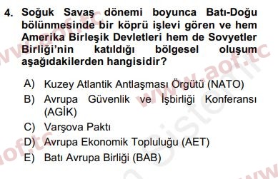 2019 Uluslararası Örgütler Final 4. Çıkmış Sınav Sorusu